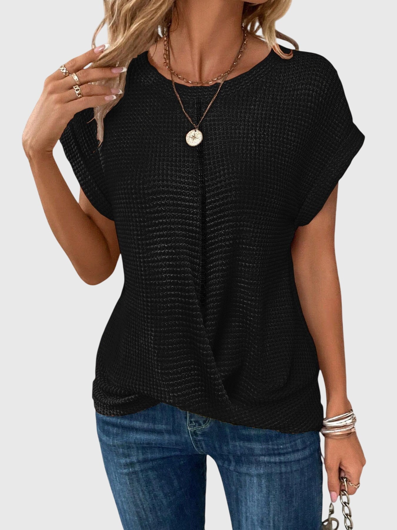 Isa™ | Elegant Bluse med Rund Hals
