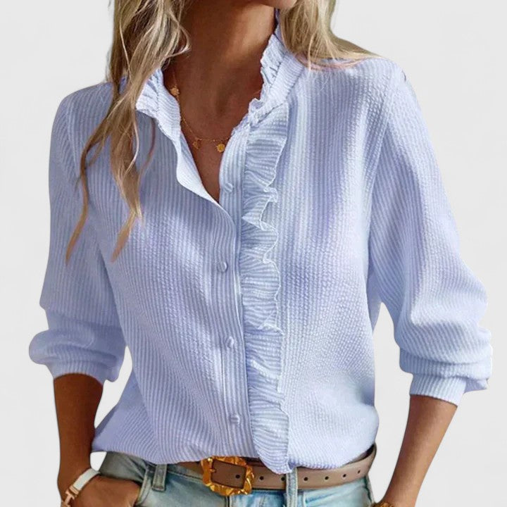 Yasmine | Sofistikert Bluse med Lange Ermer
